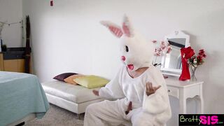 Lily's step brother and her teen friend Alex ends in a theeway fuck and creampie from the Easter Bunny himself!