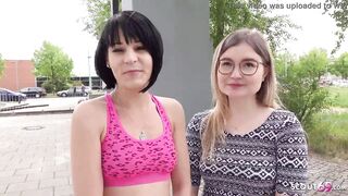 TWO SKINNY GIRLS FIRST TIME FFM 3SOME AT PICKUP IN BERLIN