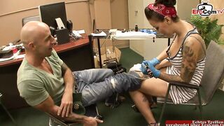 Tattoo woman with big boobs likes fat dicks