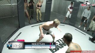 Blonde babe gets fucked from the boxer in her ass and pussy