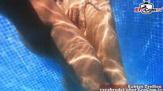 German brunette girlfriend fucks underwater in the pool