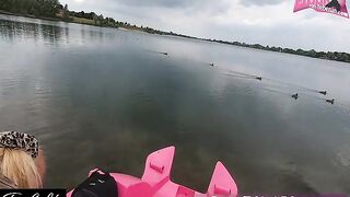 Amateur sex outdoors on a pedal boat with a girl