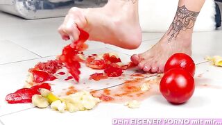 Vegetable games during foot fetish porn with a student
