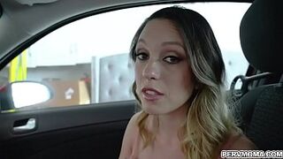 Jade gags on Tonys cock right there at the car