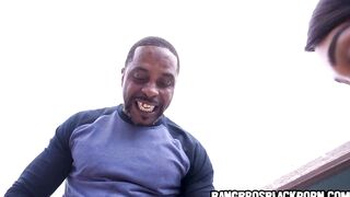 Ebony step daughter Zoey Sinn meets the biggest dick of her life